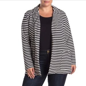 Black and white striped terry blazer